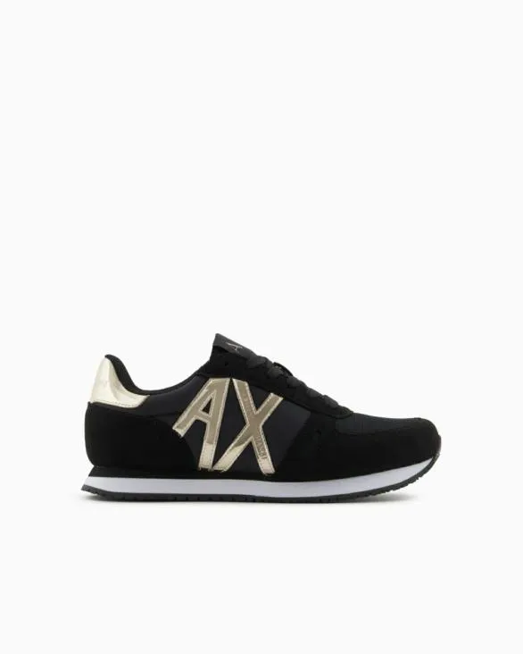 Microfiber Sneakers With Logo Black Women Armani Sneakers