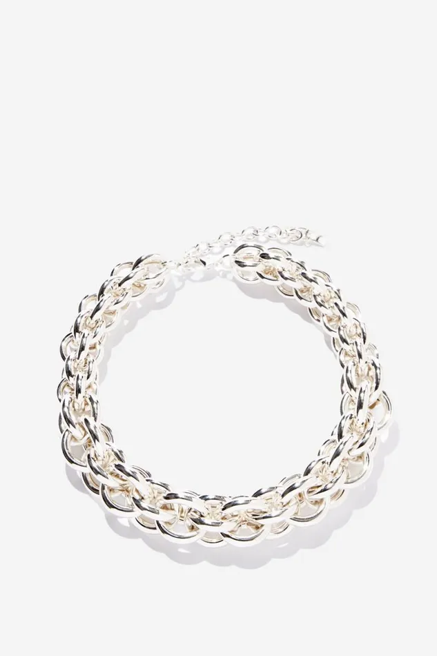 Mid Chain Necklace Silver Plated Chunky Multi Chain Women Cotton On Jewelry