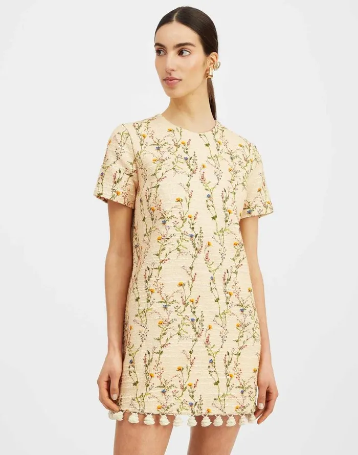 Mini Swing Dress Embroidered Primavera Cream Women La Double J Dresses