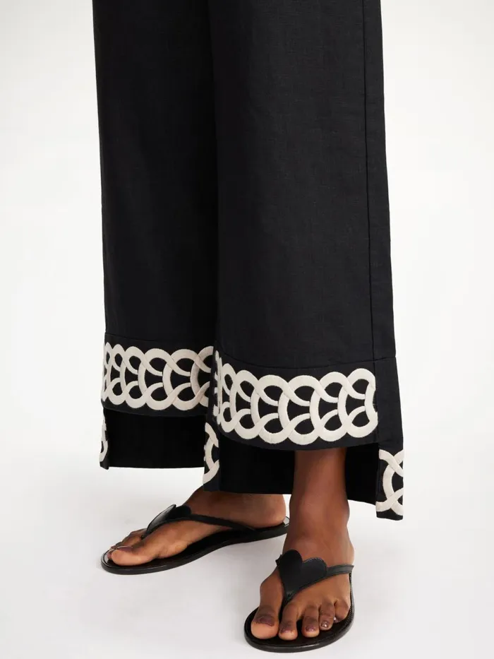 Mirabellos Linen Trousers Black Women By Malene Birger Trousers