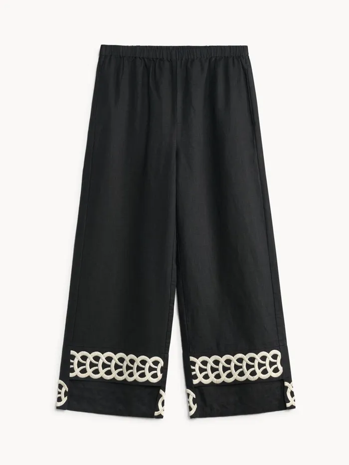 Mirabellos Linen Trousers Black Women By Malene Birger Trousers