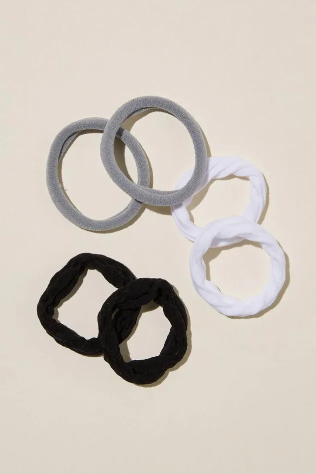 Mixed Hair Ties 6Pk Blackwhite Women Cotton On Accessories and Slippers