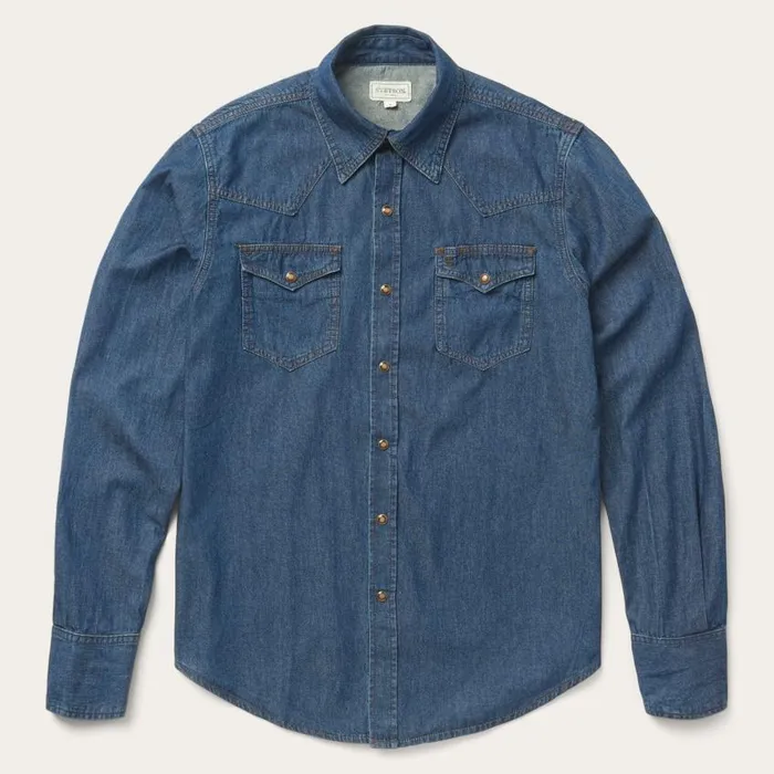 Modern Denim Western Shirt Blue Men Stetson Denim Shirts