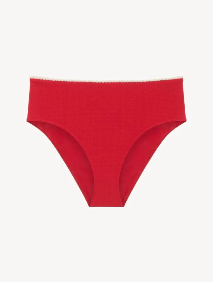 Monogram High Waist Bikini Brief In Red Swim La Perla Bikinis