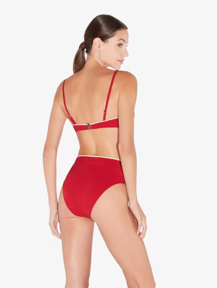 Monogram High Waist Bikini Brief In Red Swim La Perla Bikinis