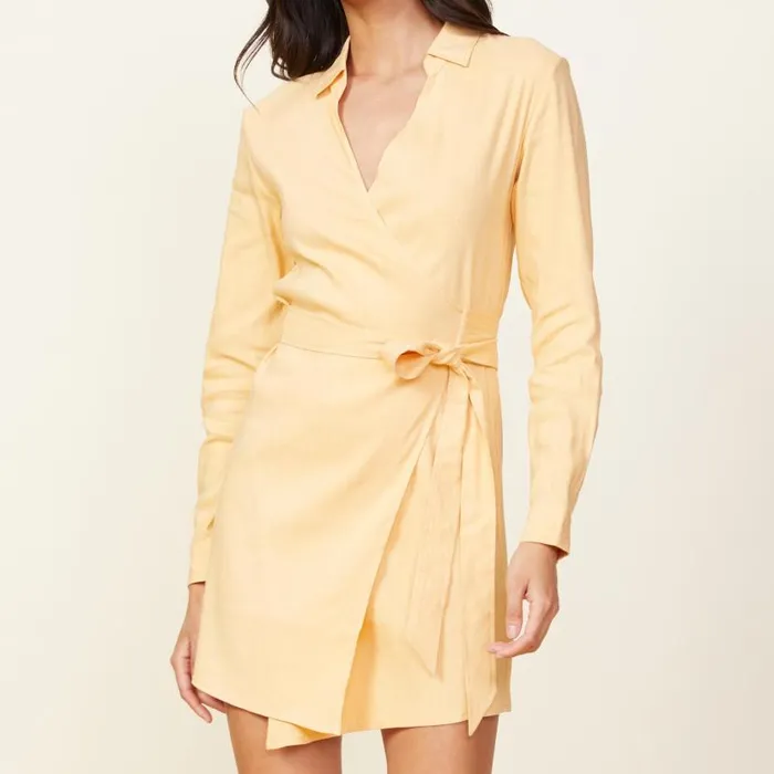 MONROW DRESSES Linen Mini Dress Sand 8211 Shop