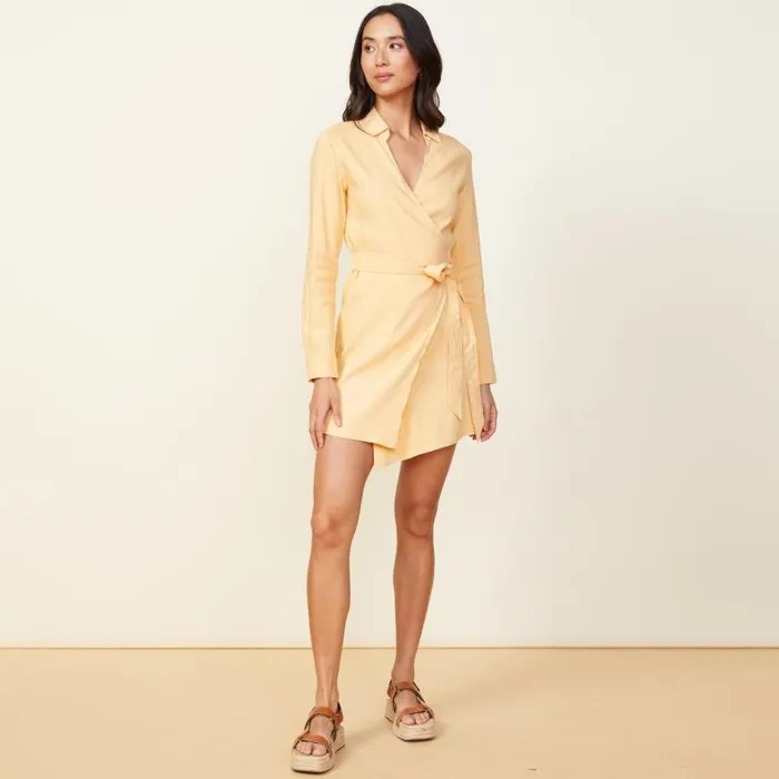 MONROW DRESSES Linen Mini Dress Sand 8211 Shop