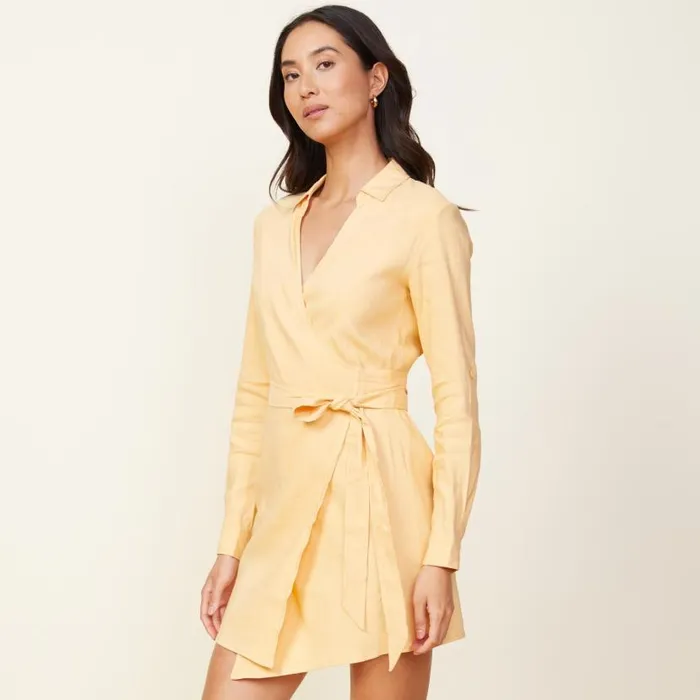 MONROW DRESSES Linen Mini Dress Sand 8211 Shop