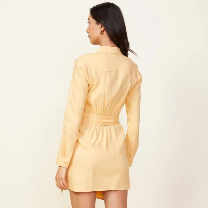 MONROW DRESSES Linen Mini Dress Sand 8211 Shop