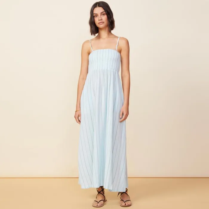 MONROW DRESSES Pinstripe Gauze Smocked Maxi Dress Sea Foam 8211 Shop