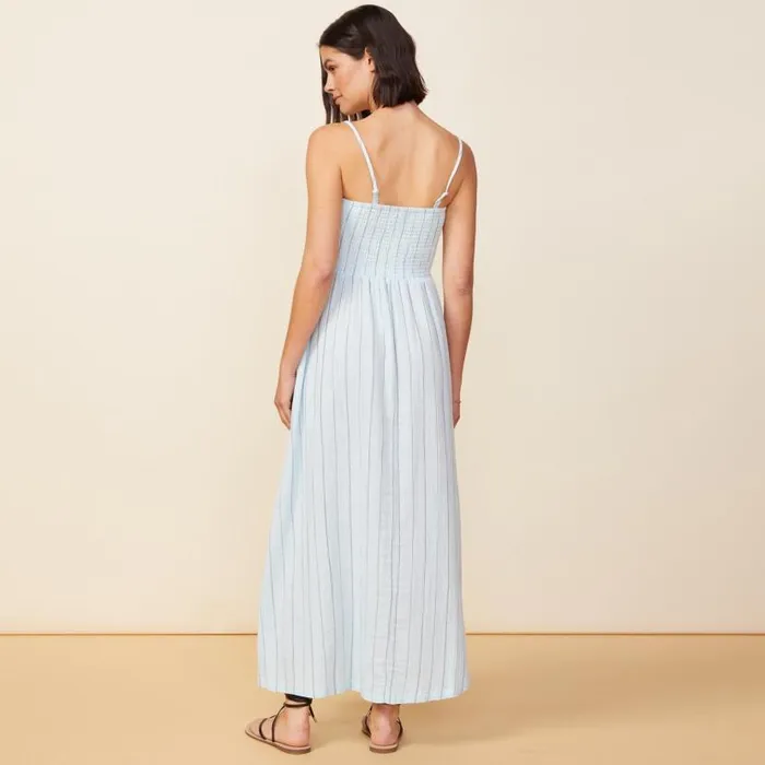 MONROW DRESSES Pinstripe Gauze Smocked Maxi Dress Sea Foam 8211 Shop
