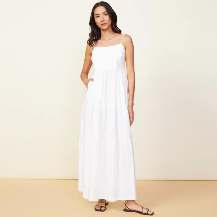 MONROW DRESSES Poplin Maxi Dress White 8211 Shop