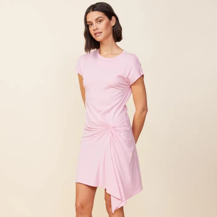 MONROW DRESSES Tucked Front Tee Shirt Dress Bubble Gum 8211 Shop