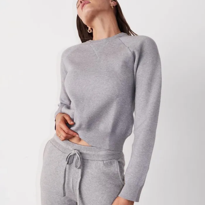 MONROW KNITS Soft Knit Raglan Sweater Heather Grey 8211 Shop