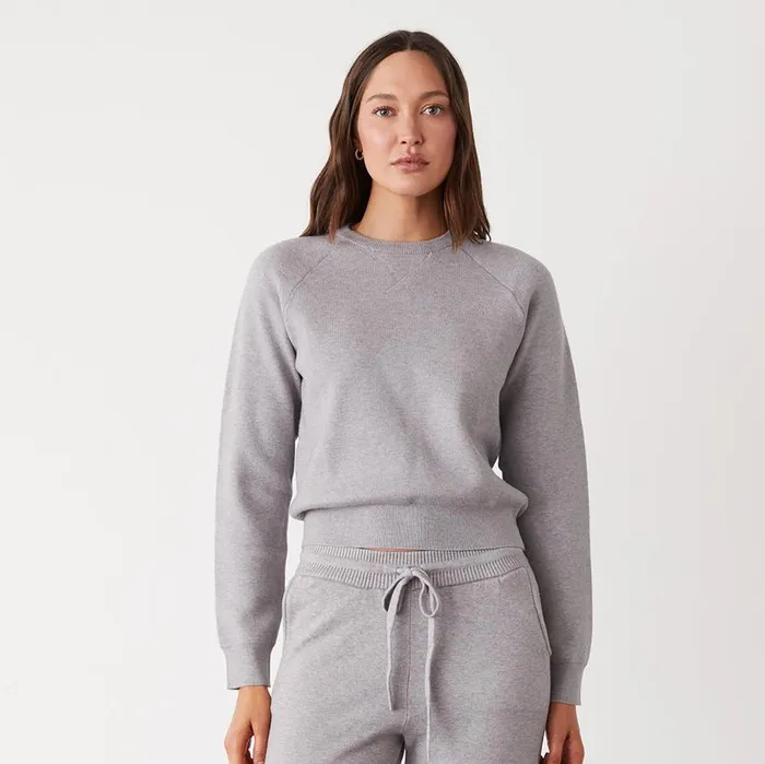 MONROW KNITS Soft Knit Raglan Sweater Heather Grey 8211 Shop
