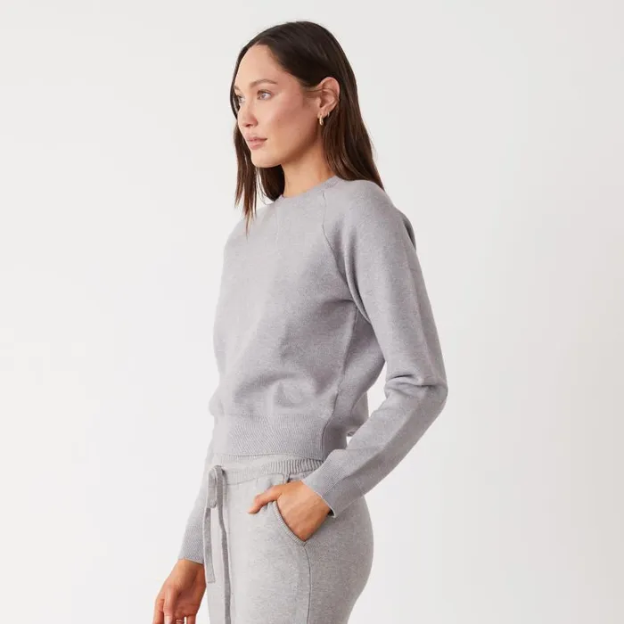 MONROW KNITS Soft Knit Raglan Sweater Heather Grey 8211 Shop