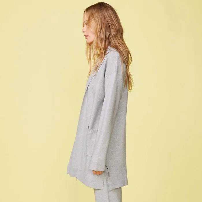 MONROW KNITS Soft Knit Sweater Cardigan Heather Grey 8211 Shop