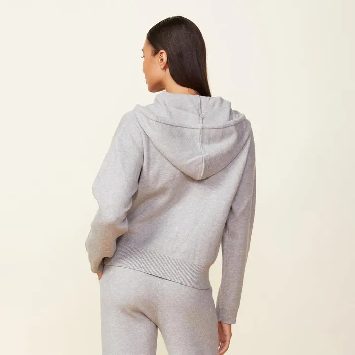 MONROW KNITS Soft Knit Zip Up Hoody Heather Grey 8211 Shop