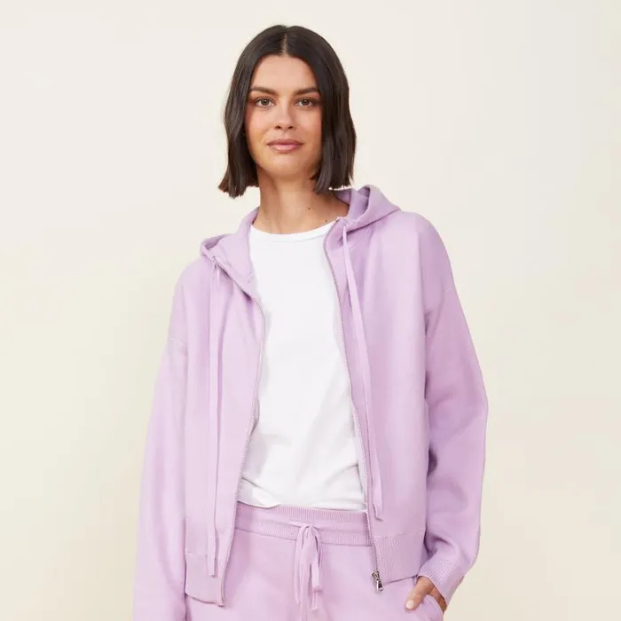 MONROW KNITS Soft Knit Zip Up Hoody Lavendula 8211 Shop