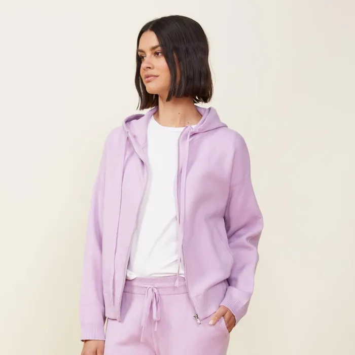 MONROW KNITS Soft Knit Zip Up Hoody Lavendula 8211 Shop