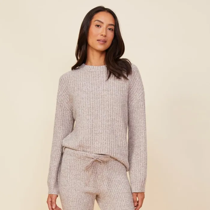 MONROW KNITS Wool Cashmere Space Dye Sweater Oatmeal 8211 Shop
