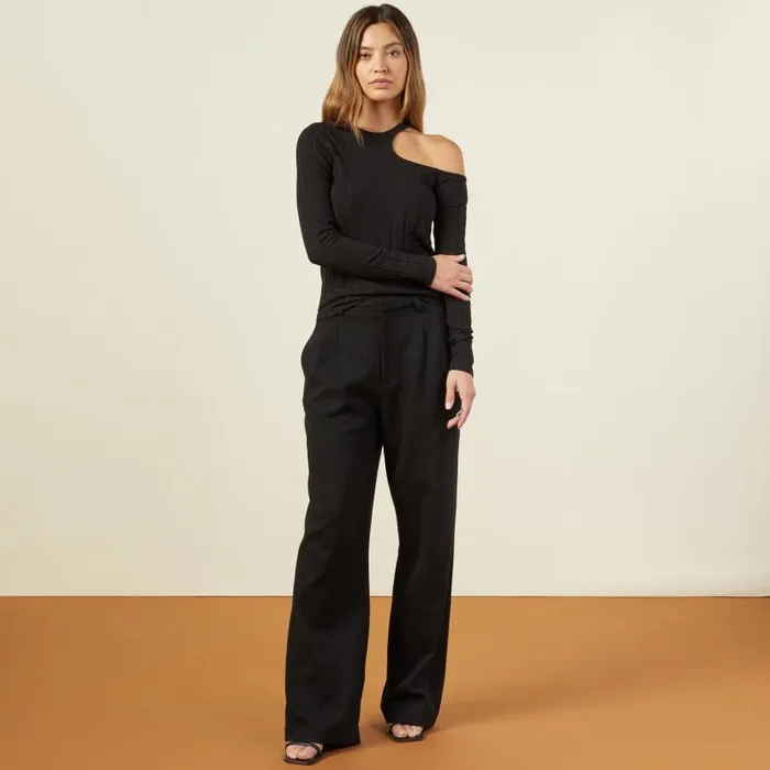 MONROW LONG SLEEVE Flat Rib Asymmetric Long Sleeve Black 8211 Shop