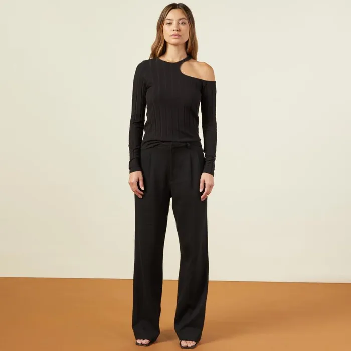MONROW LONG SLEEVE Flat Rib Asymmetric Long Sleeve Black 8211 Shop