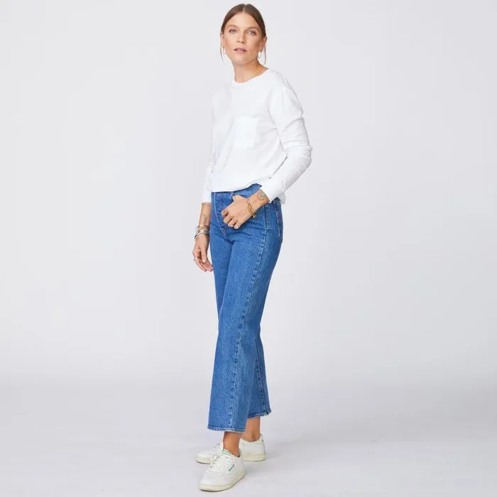 MONROW LONG SLEEVE Long Sleeve ExBoyfriend Pocket Crew White 8211 Shop