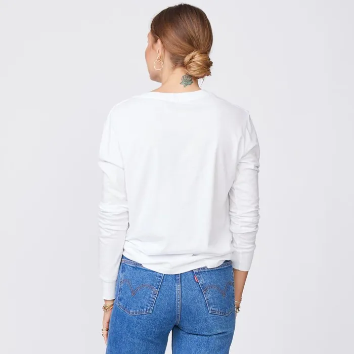MONROW LONG SLEEVE Long Sleeve ExBoyfriend Pocket Crew White 8211 Shop