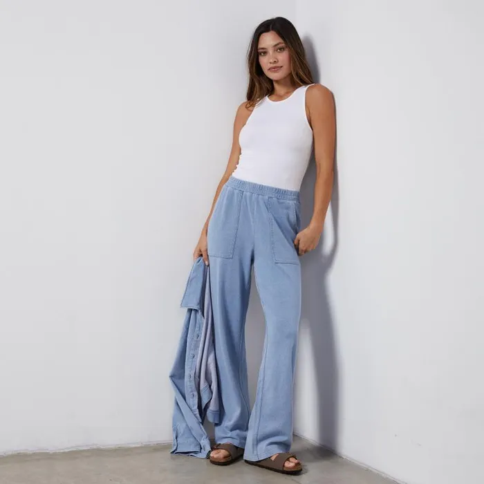 MONROW PANTS Indigo French Terry Pocket Pant Light Wash 8211 Shop