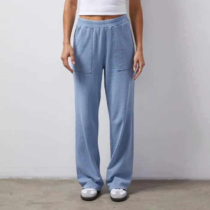 MONROW PANTS Indigo French Terry Pocket Pant Light Wash 8211 Shop