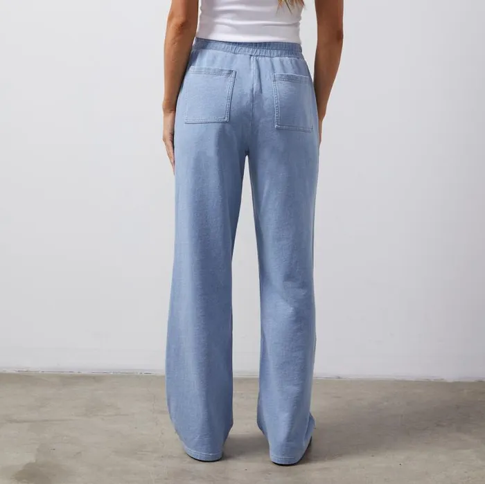MONROW PANTS Indigo French Terry Pocket Pant Light Wash 8211 Shop