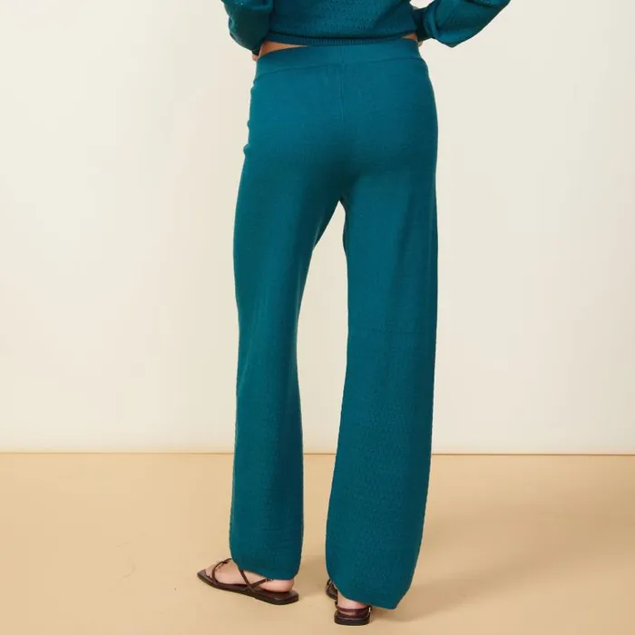 MONROW PANTS Soft Knit Pointelle Flare Pants Teal 8211 Shop
