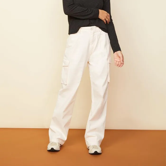 MONROW PANTS Utility Wide Leg Pants Off White 8211 Shop