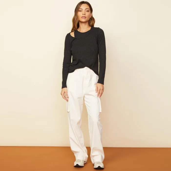 MONROW PANTS Utility Wide Leg Pants Off White 8211 Shop