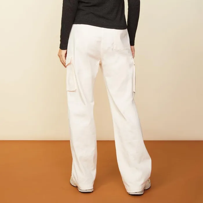 MONROW PANTS Utility Wide Leg Pants Off White 8211 Shop