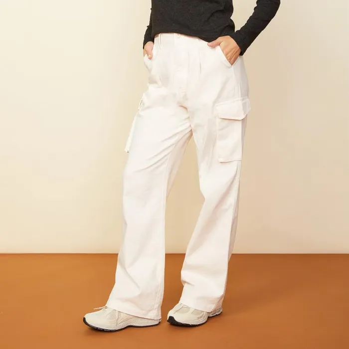 MONROW PANTS Utility Wide Leg Pants Off White 8211 Shop