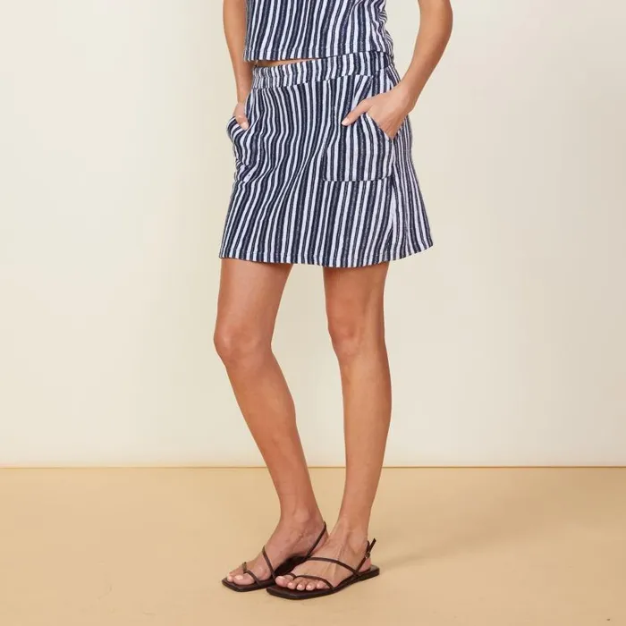 MONROW SKIRTS Stripe Terry Cloth Skirt Navy Stripe 8211 Shop