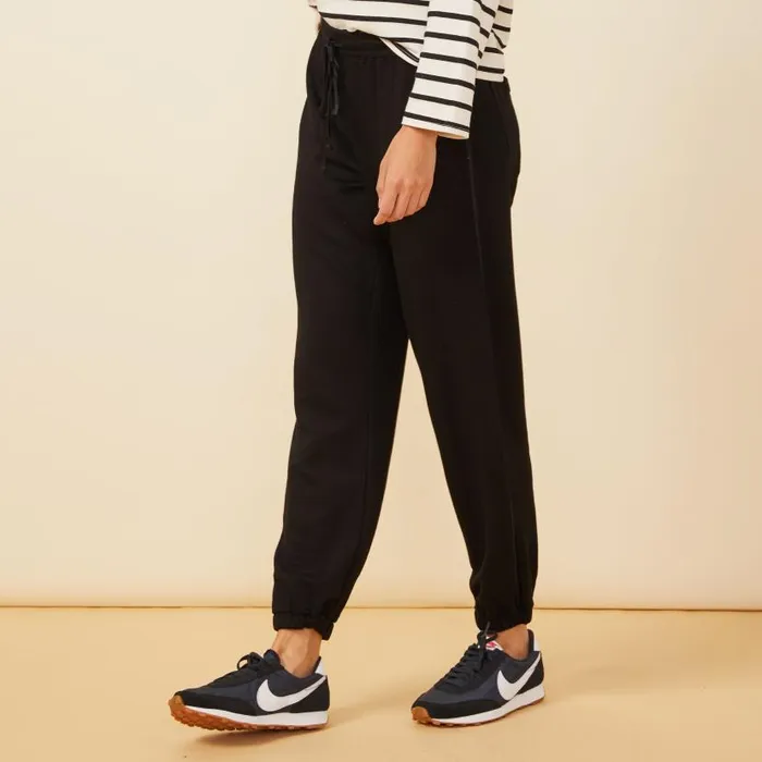 MONROW SWEATS Supersoft Fleece Elastic Vintage Sweat With Silky Piping Black 8211 Shop