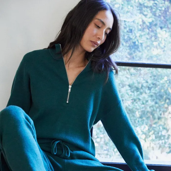 MONROW SWEATSHIRTS Soft Knit Half Zip Sweater Evergreen 8211 Shop