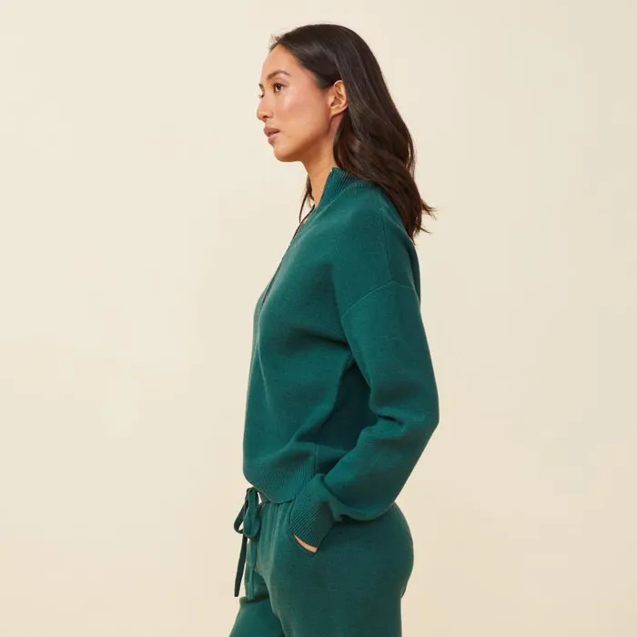 MONROW SWEATSHIRTS Soft Knit Half Zip Sweater Evergreen 8211 Shop