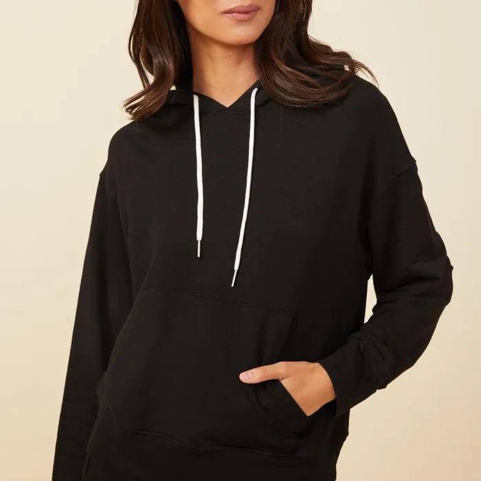 MONROW SWEATSHIRTS Supersoft Fleece Drawcord Hoody Black 8211 Shop