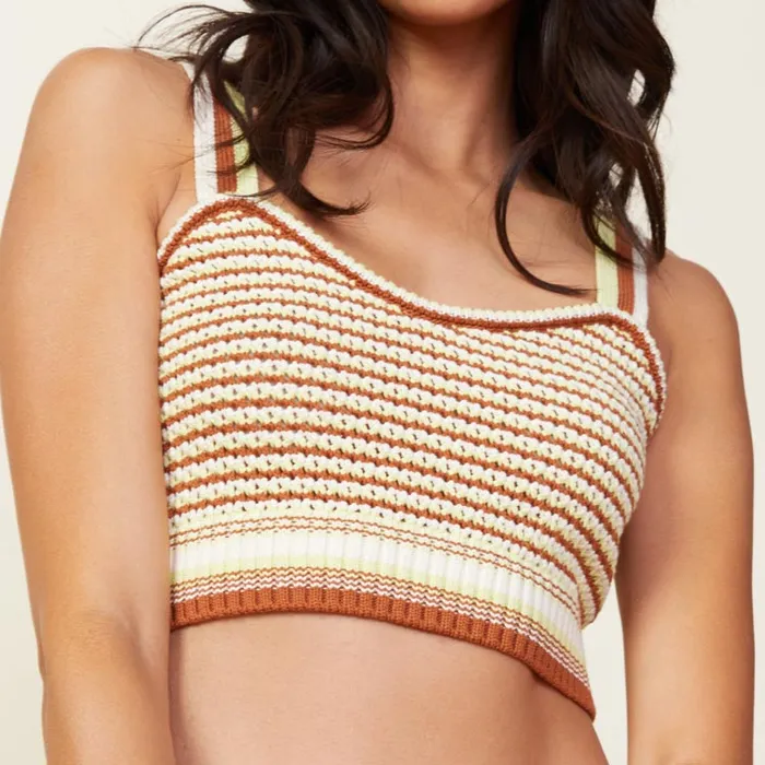 MONROW TANKS Crochet Sweater Mini Tank Off Whitefaded Limecoconut 8211 Shop
