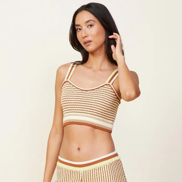 MONROW TANKS Crochet Sweater Mini Tank Off Whitefaded Limecoconut 8211 Shop