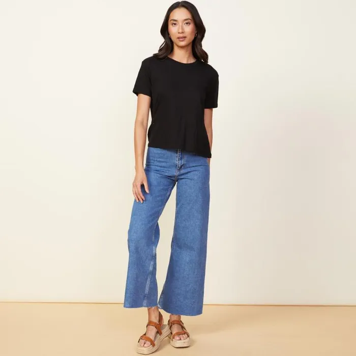 MONROW TEES Linen Athletic Tee Black 8211 Shop