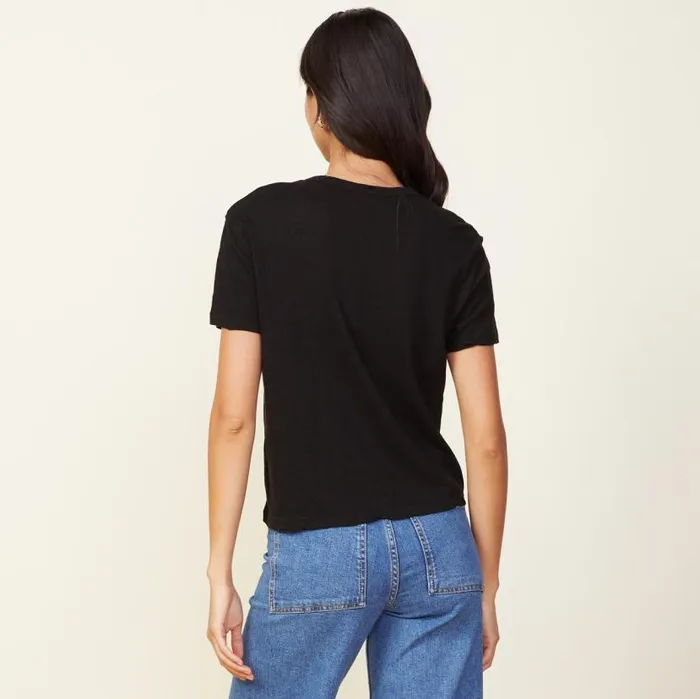 MONROW TEES Linen Athletic Tee Black 8211 Shop