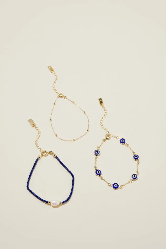 Multipack Beaded Bracelet Gold Plated Evil Eye Women Cotton On Jewelry