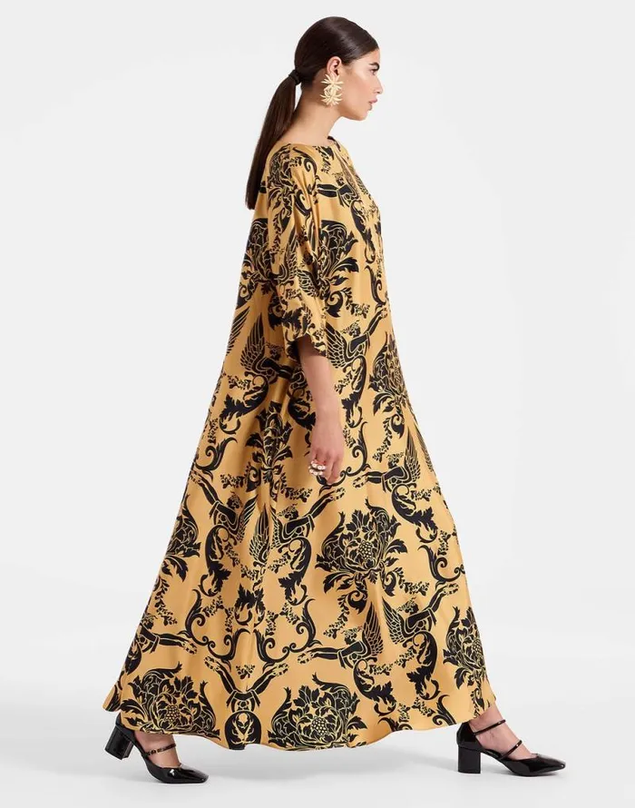 Muumuu Dress Round Neck Cherubs Gold Women La Double J Dresses