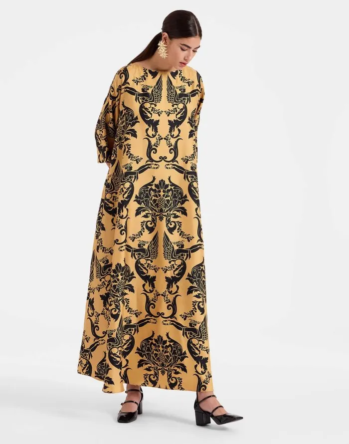 Muumuu Dress Round Neck Cherubs Gold Women La Double J Dresses Muumuu Dress Round Neck Cherubs Gold Women La Double J Dresses