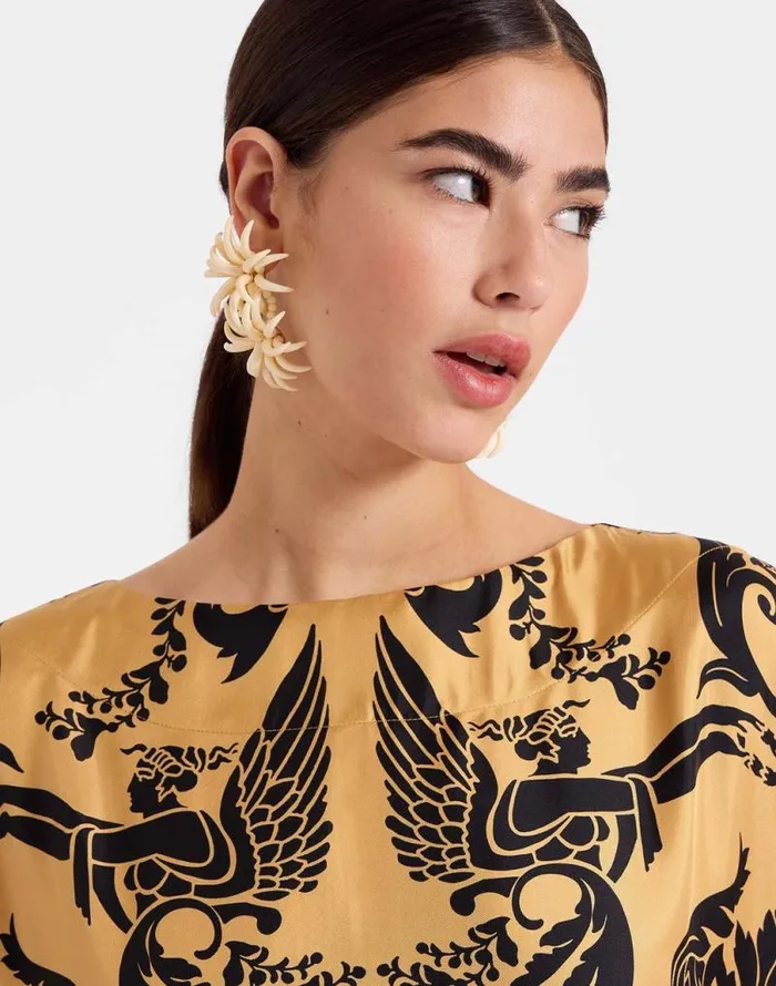 Muumuu Dress Round Neck Cherubs Gold Women La Double J Dresses Muumuu Dress Round Neck Cherubs Gold Women La Double J Dresses